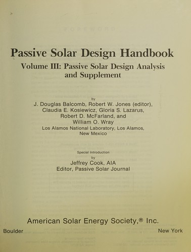 Passive Solar Design Handbook