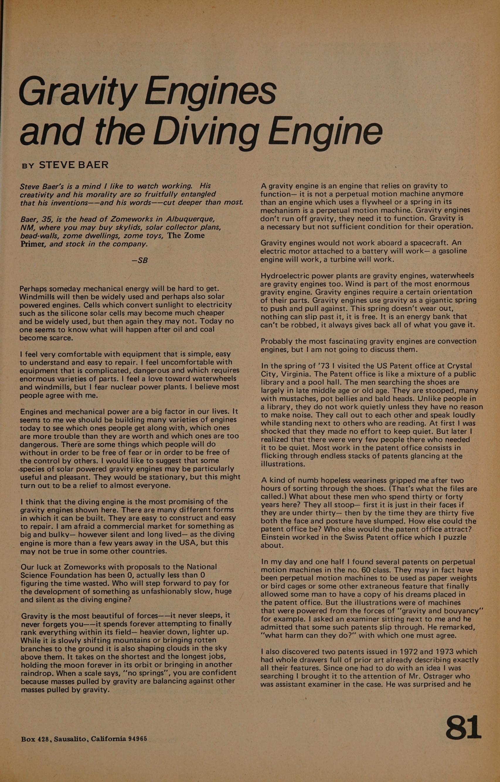 CoEvolution Quarterly — Gravity Engines Scans (1974)